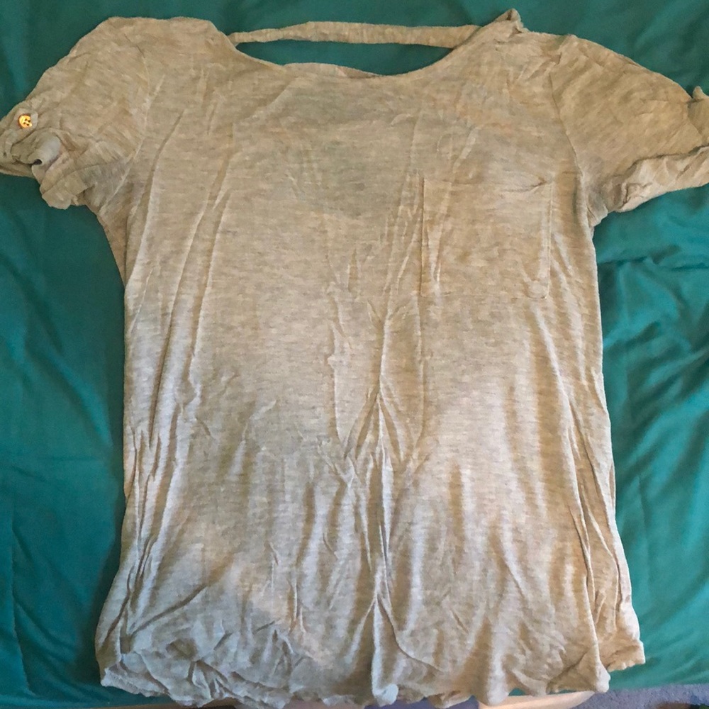 Gray Flowy Short Sleeved Top